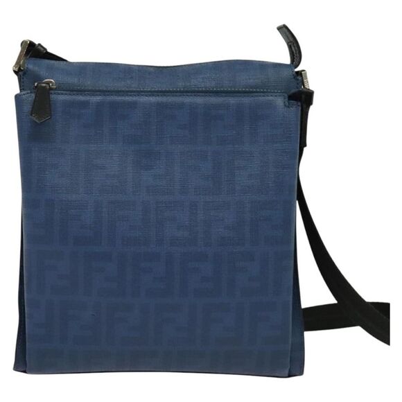 Fendi Zucca Blue Canvas, Leather Shoulder Bag (Pre-Owned) - Picture 1 of 16